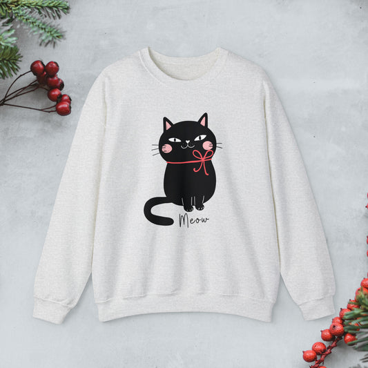 Cute Black cat Christmas Sweatshirt, Kawaii cat xmas Pullover, Funny cat Merry Christmas crewneck sweater, cat cozy jumper, cat lover gift