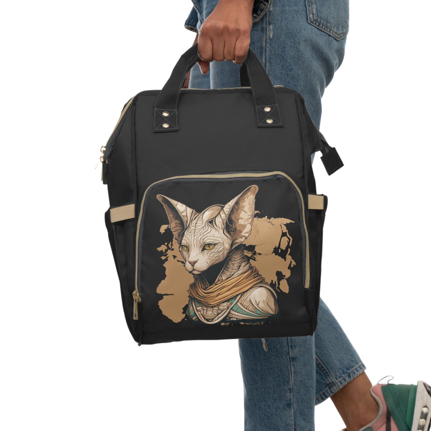 Sphynx Cat Pharaoh Large Capacity Backpack, Sphynx cat pyramid egypt school bag, Sphynx cat Mom student Backpack, Sphynx cat owner gift