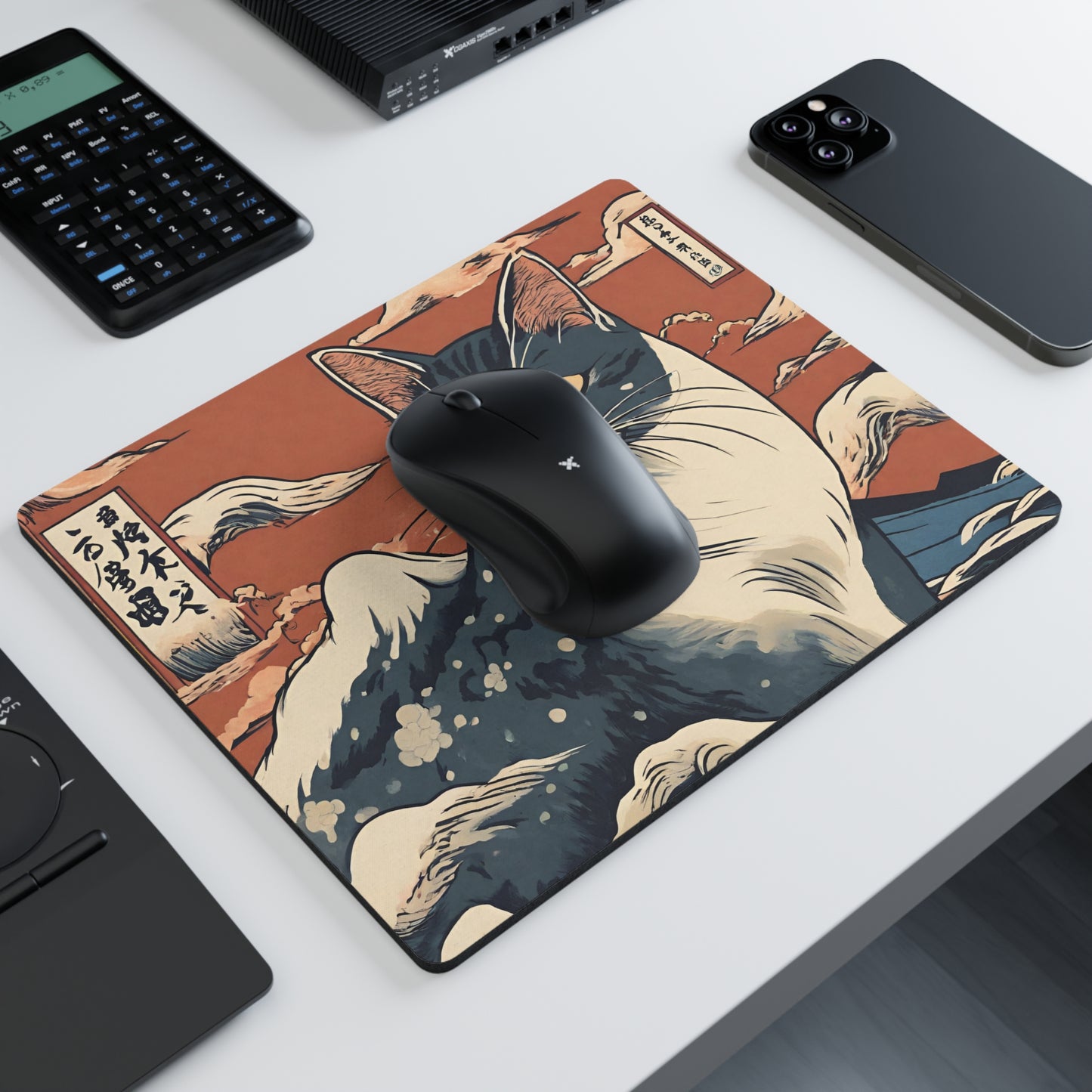 The Great Wave Cat Rectangular Mouse Pad
