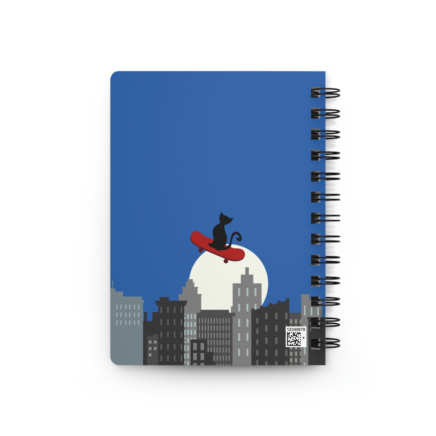 Black Cat on Skateboard Spiral Bound Journal