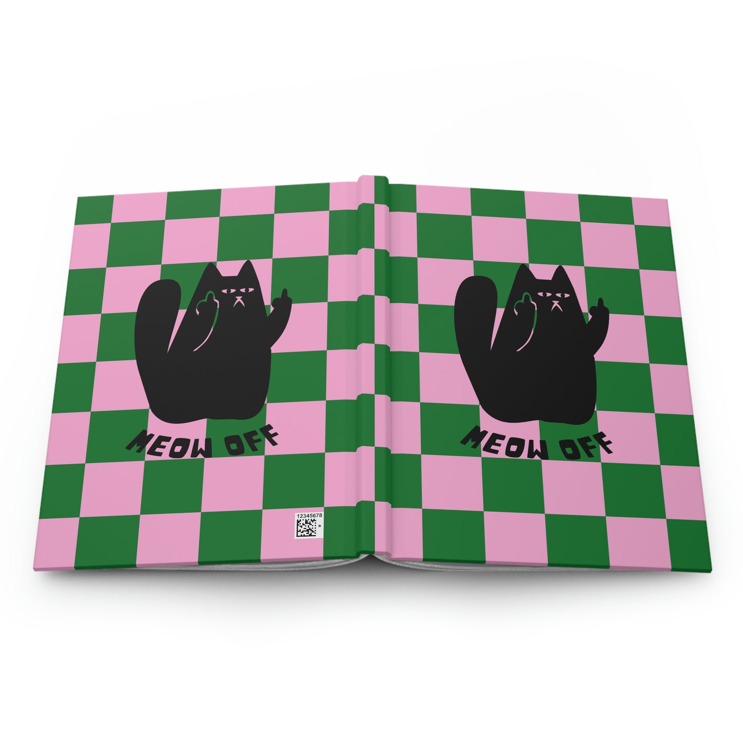 Checkered Funny Cat Hardcover Journal Matte
