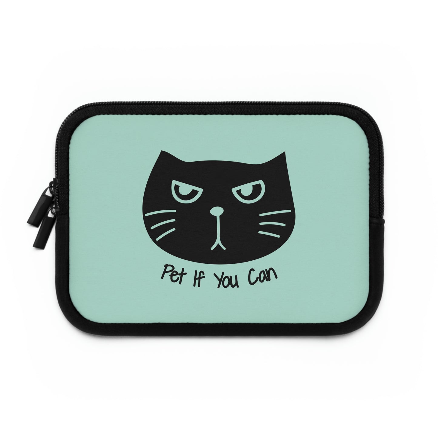 Black cat says Pet if you can Laptop Sleeve