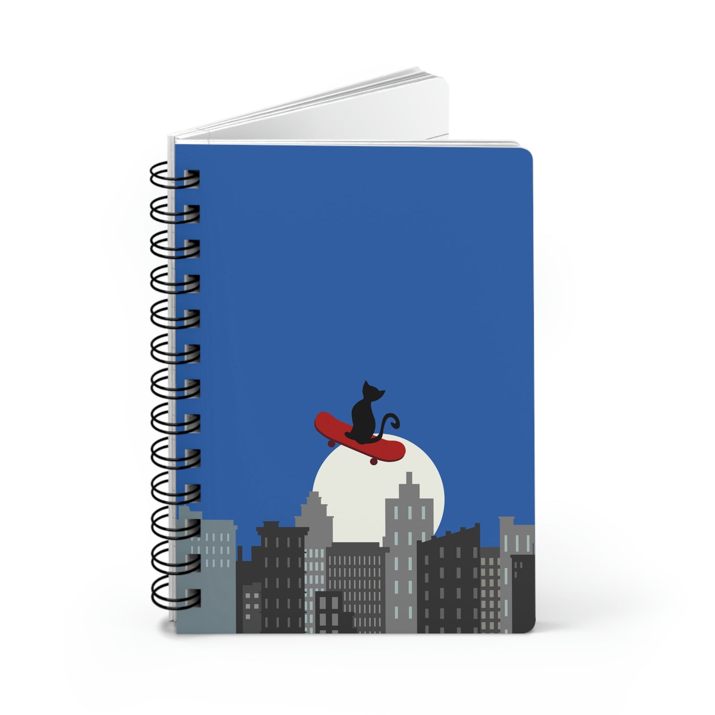 Black Cat on Skateboard Spiral Bound Journal