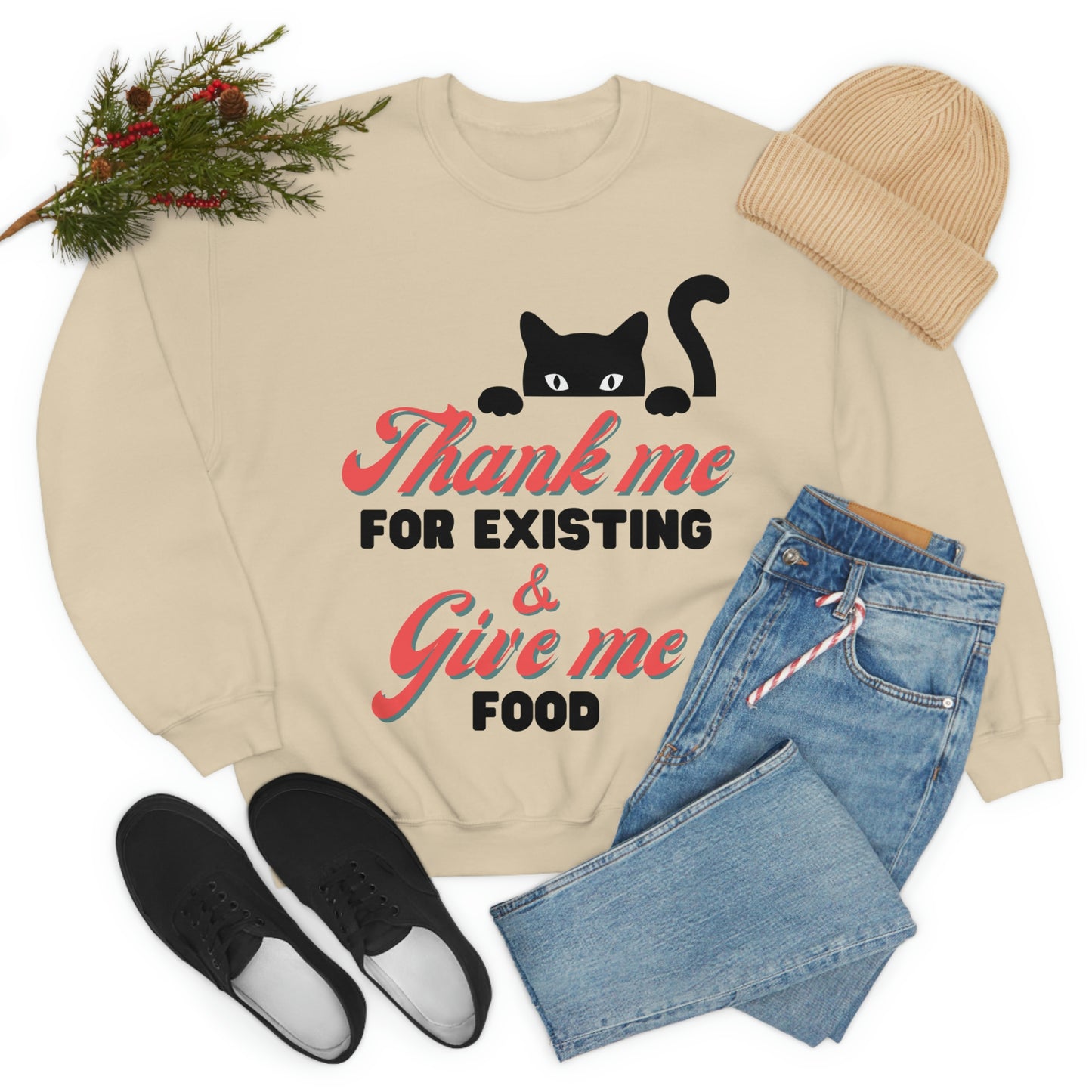 Funny Black cat Thanksgiving sweatshirt, Black Cat sweater, holiday sweater, groovy text sweater, boss black cat sarcastic quote Sweatshirt