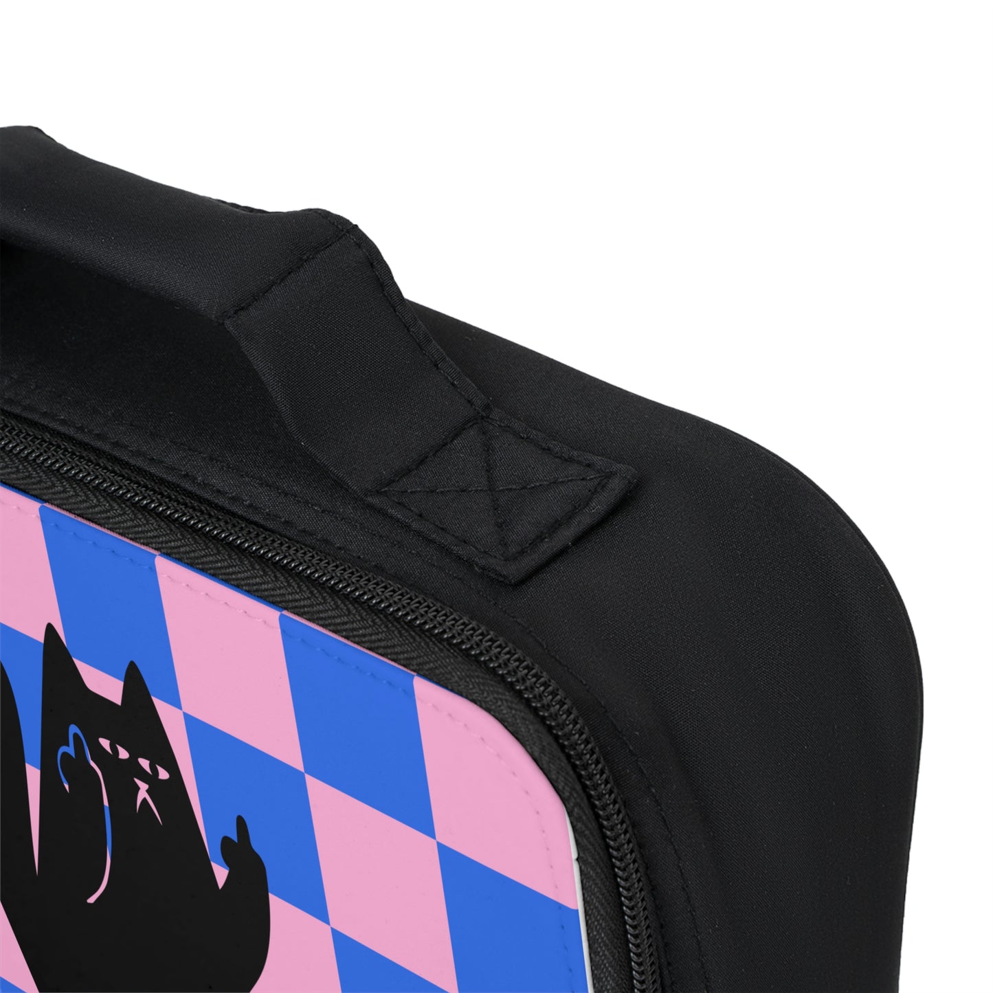 Checkered Funny Cat Lunch Bag