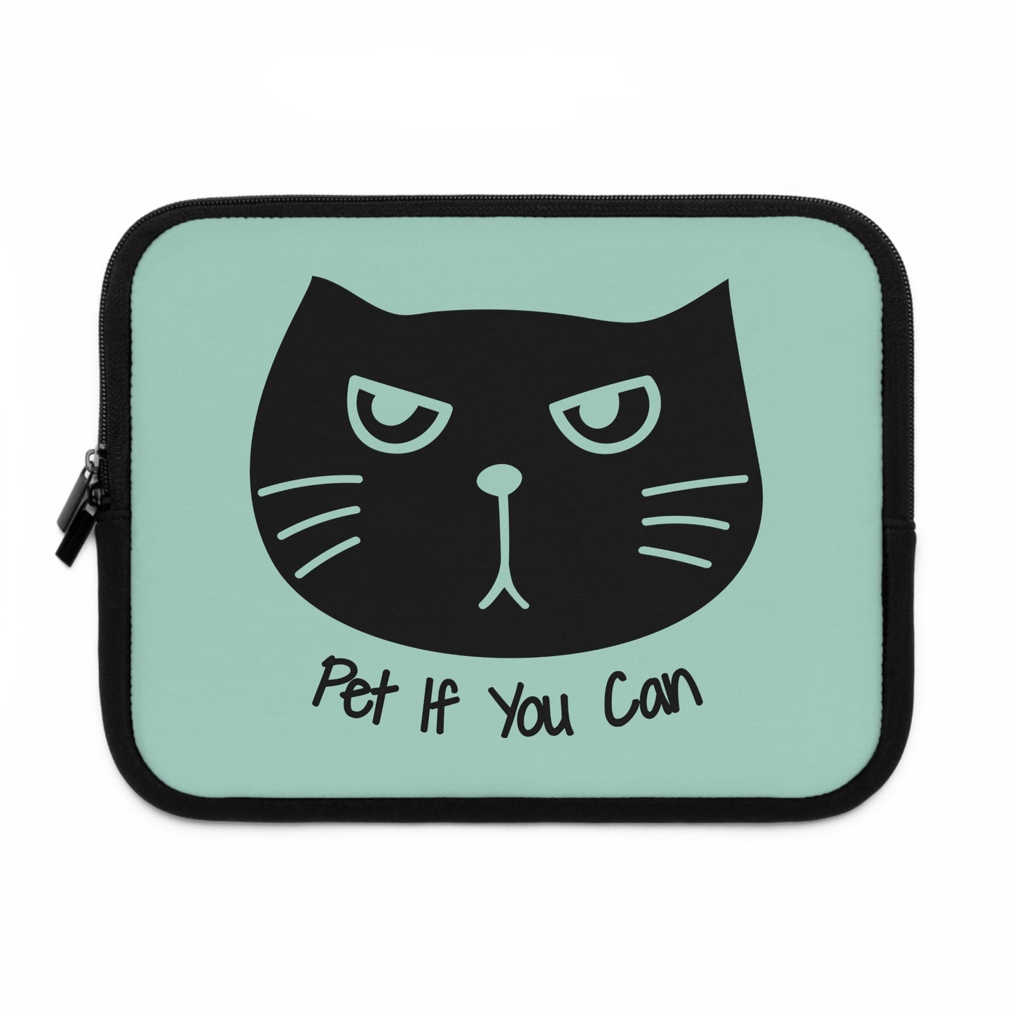 Black cat says Pet if you can Laptop Sleeve