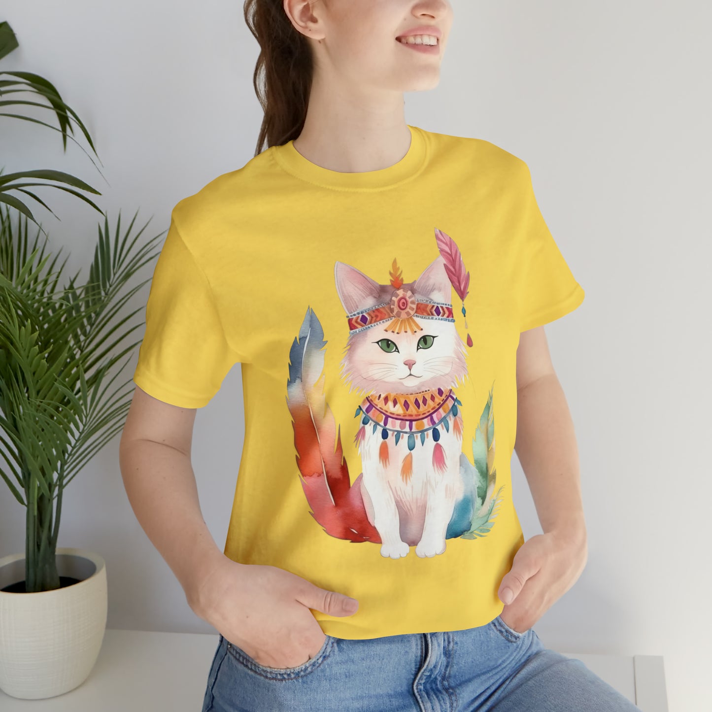 Cat Native Indian American Woman Shirt, cat Indigenous Designed t shirt, Cute cat tee shirt, Native American Art tee, cat lover gift