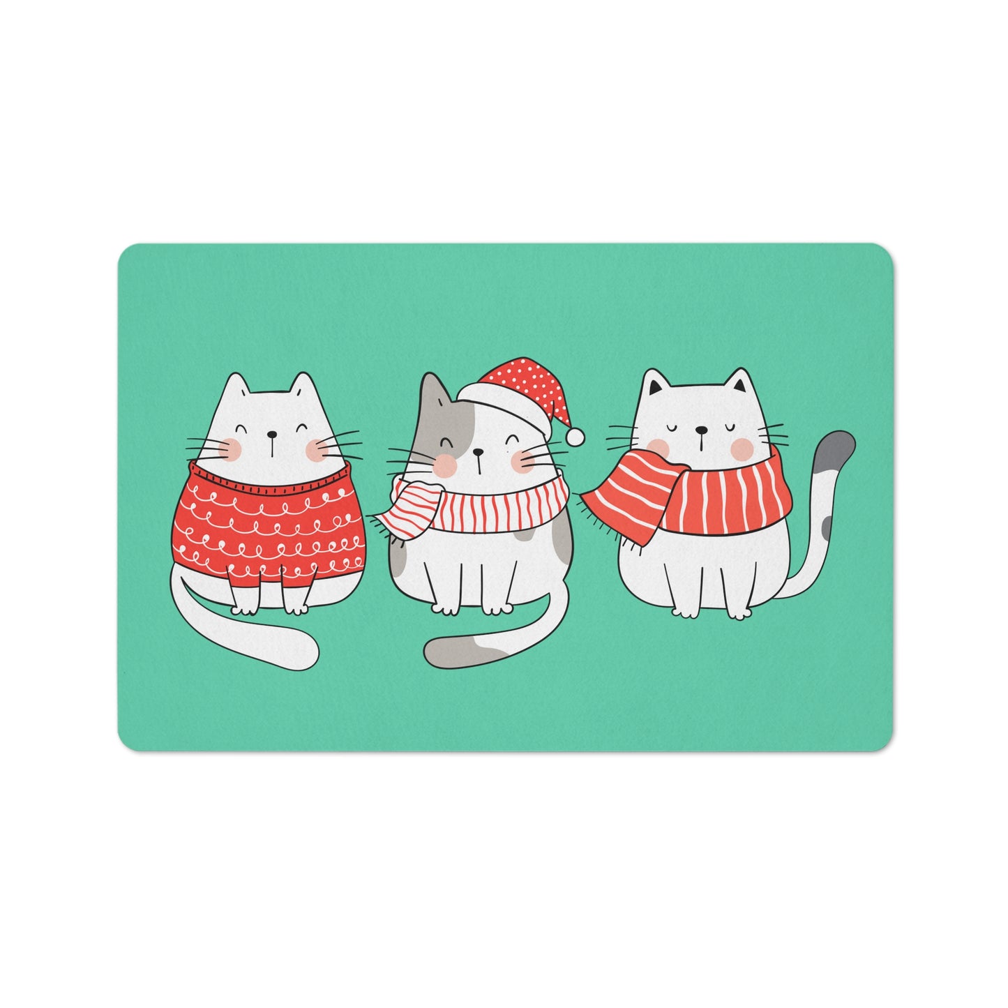 Cute Cats Trio Christmas Floor Mat