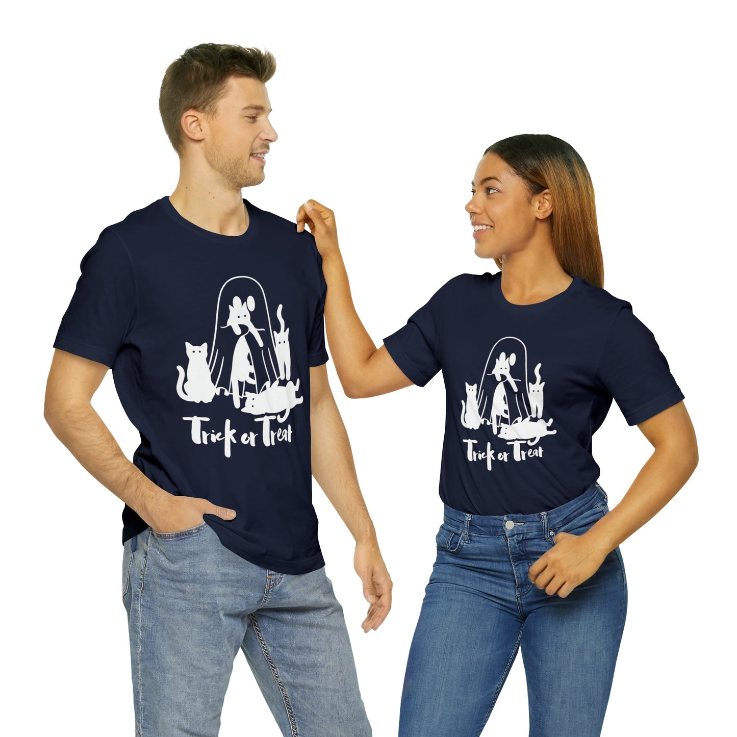 Ghost and Cats Trick or Treat Halloween T-Shirt