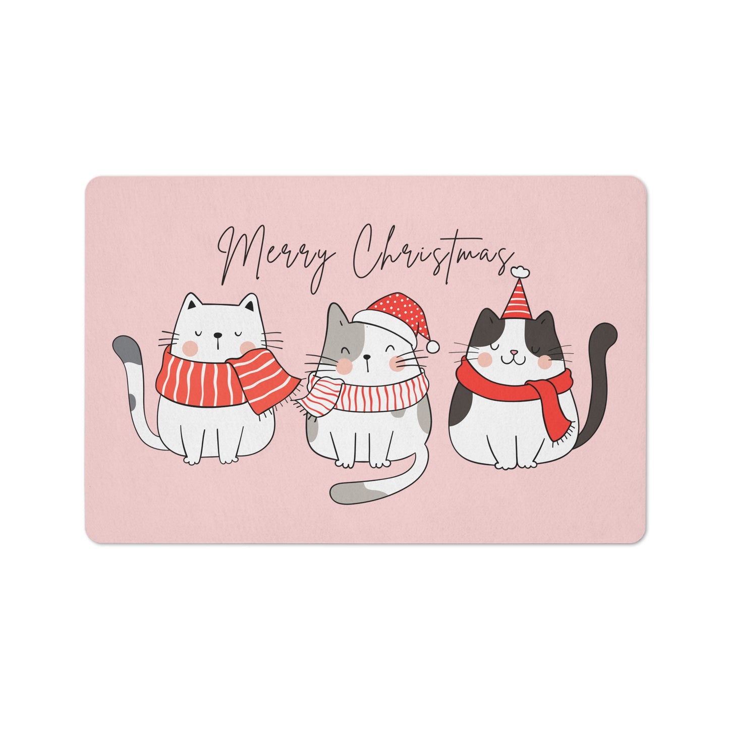 Kawaii Cats Merry Christmas Floor Mat
