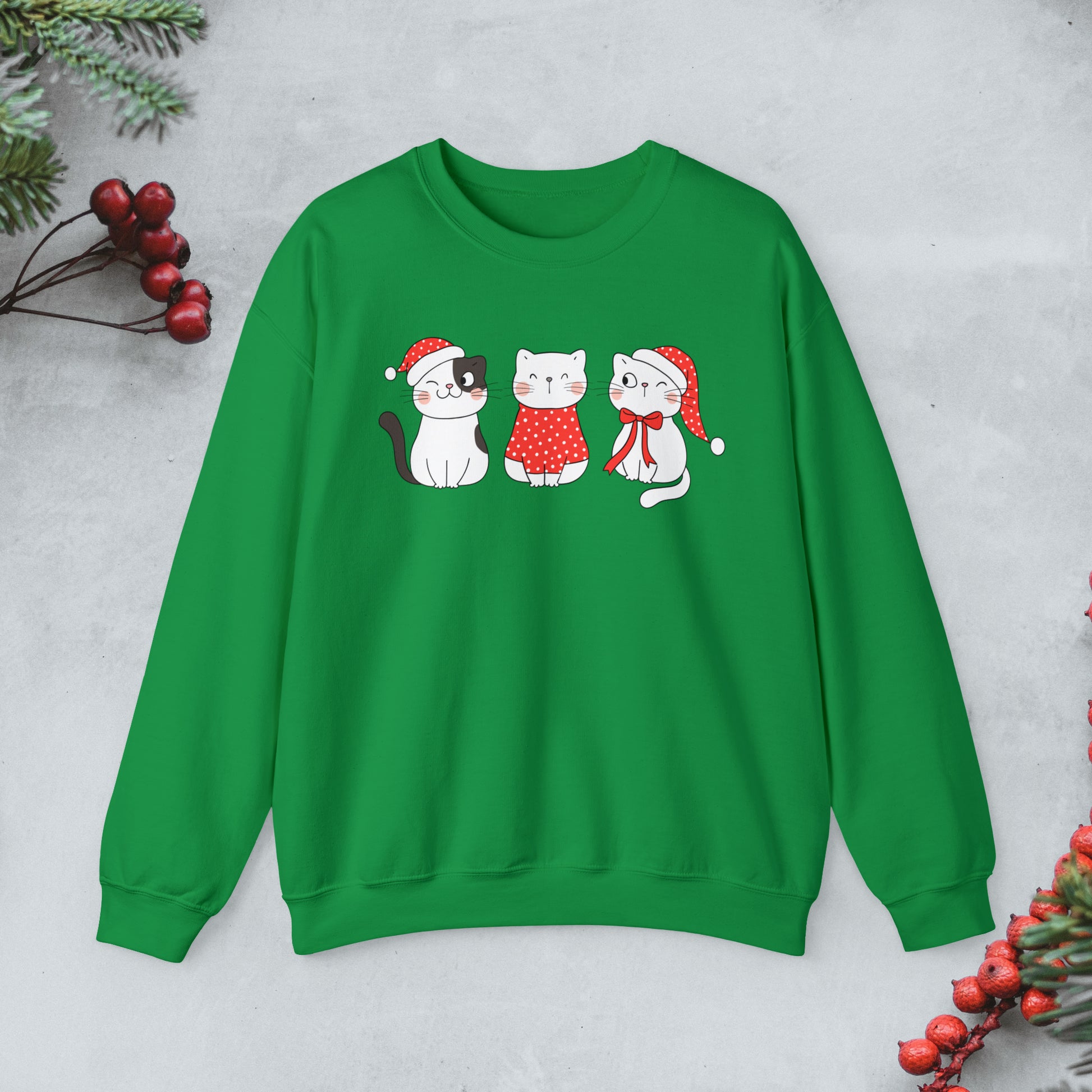 Cute Cats Christmas crewneck Sweatshirt, Kawaii cats xmas Pullover, Funny cats Merry Christmas sweater, Cute cat cozy jumper, cat lover gift