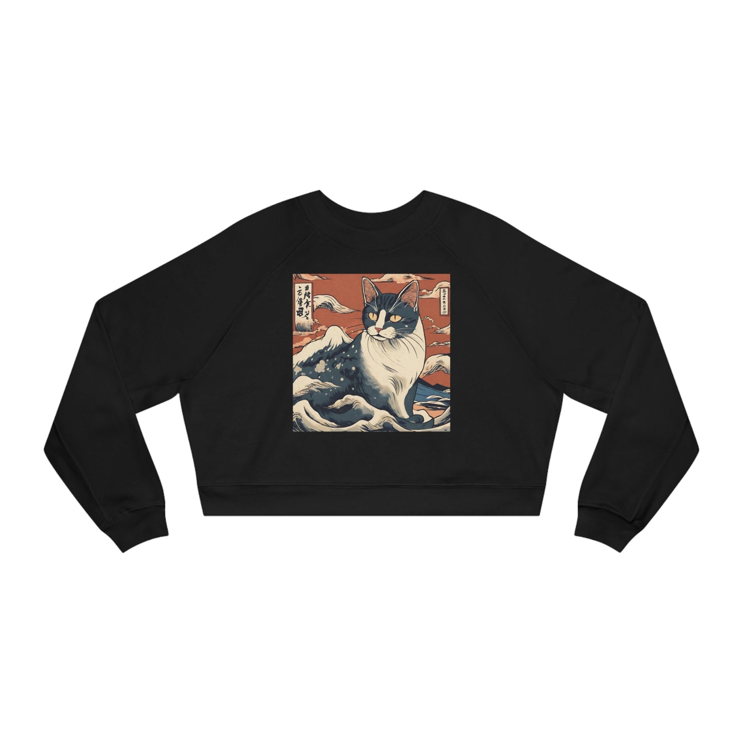 The Great Wave Cat Women's Cropped Fleece Pullover