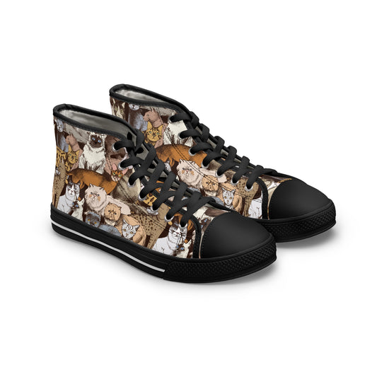 Vintage Cats Pattern Women's High-Top Sneakers