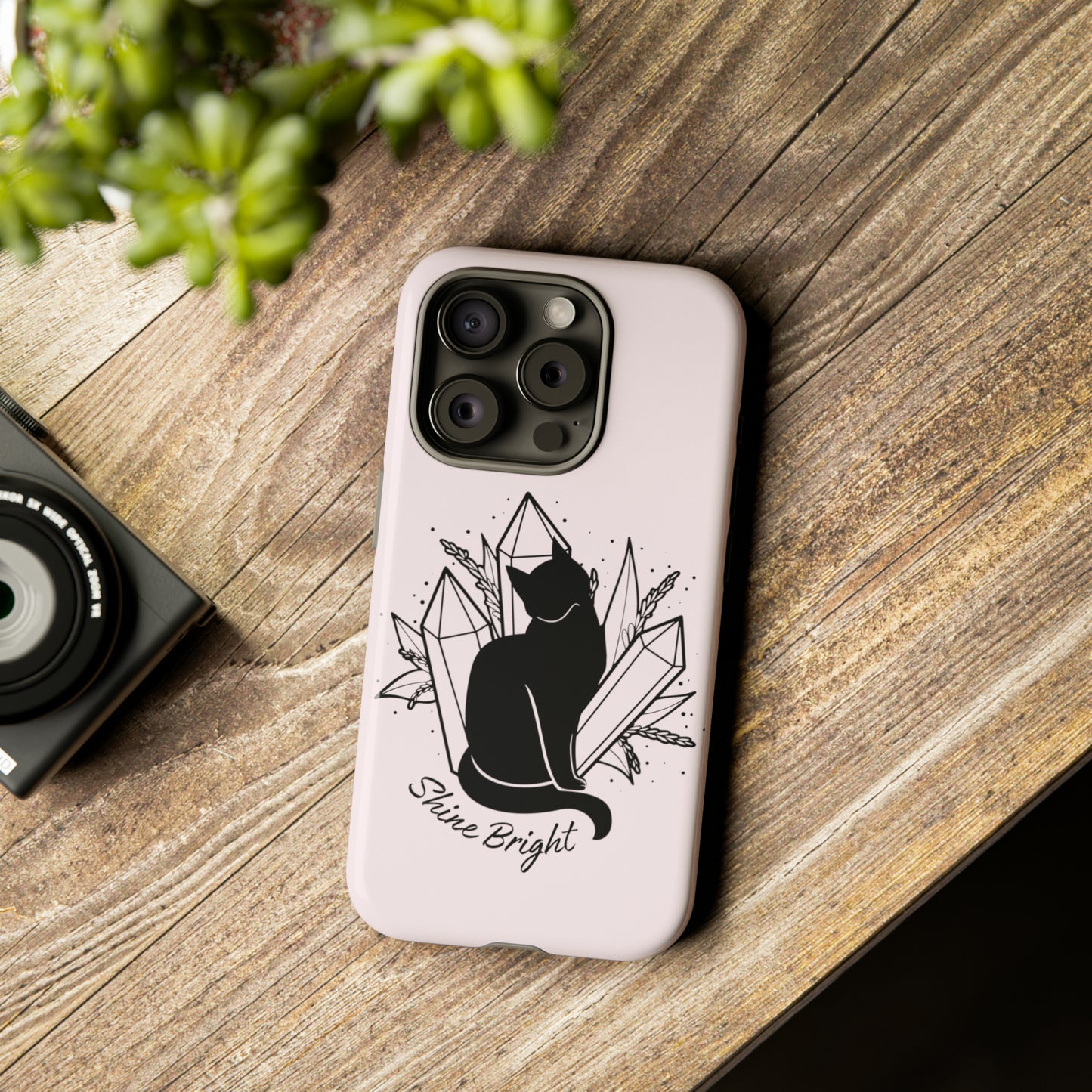 Celestial Cat and Crystals Tough Cases, Witchy Black Cat Familiar Phone Case, Whimsical Cat Tough Cases, Cute Mystical Magical Iphone Case