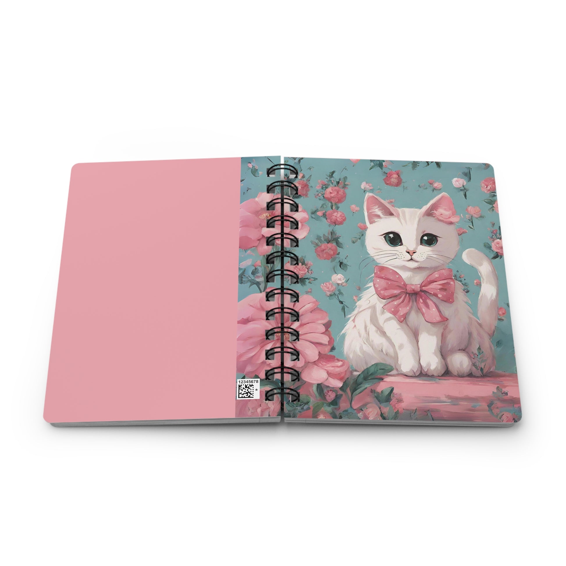 Floral Cat Spiral Journal, Cat Victorian vintage Notebook, Cute Cottagecore aesthetic Journal, Cat lover gift, Kawaii Back to school gift