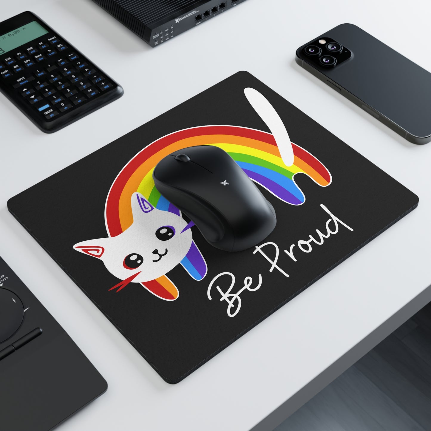 Rainbow Pride Cat Rectangular Mouse Pad