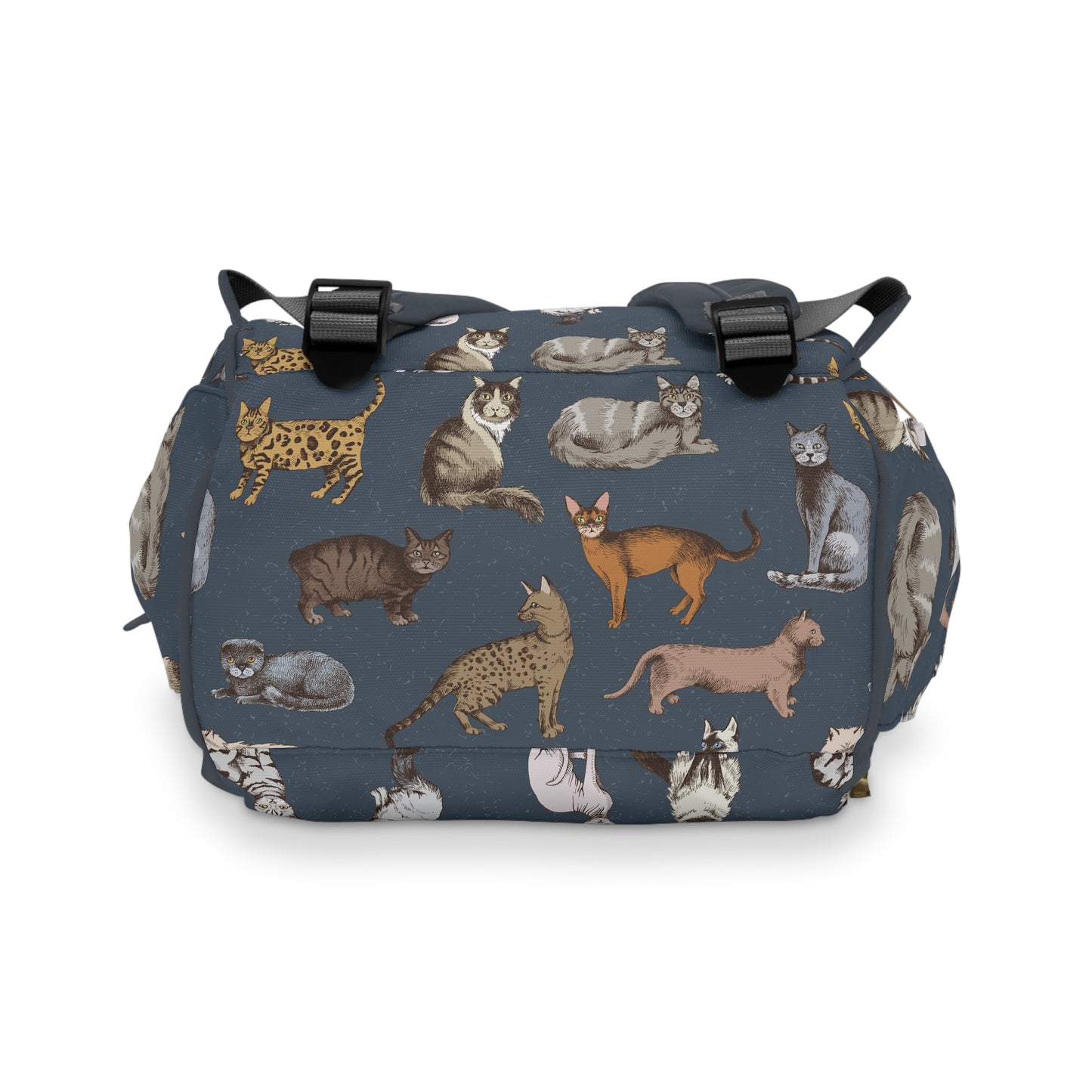 Cats Breeds Pattern Blue Large Capacity Backpack