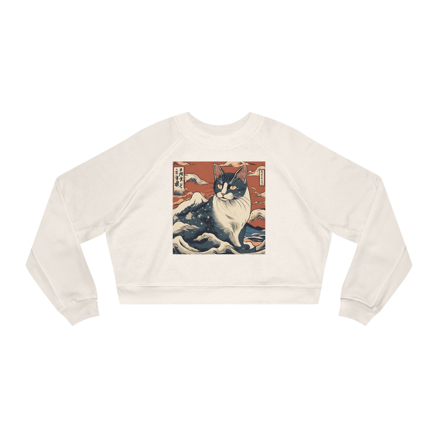 The Great Wave Cat Women's Cropped Fleece Pullover