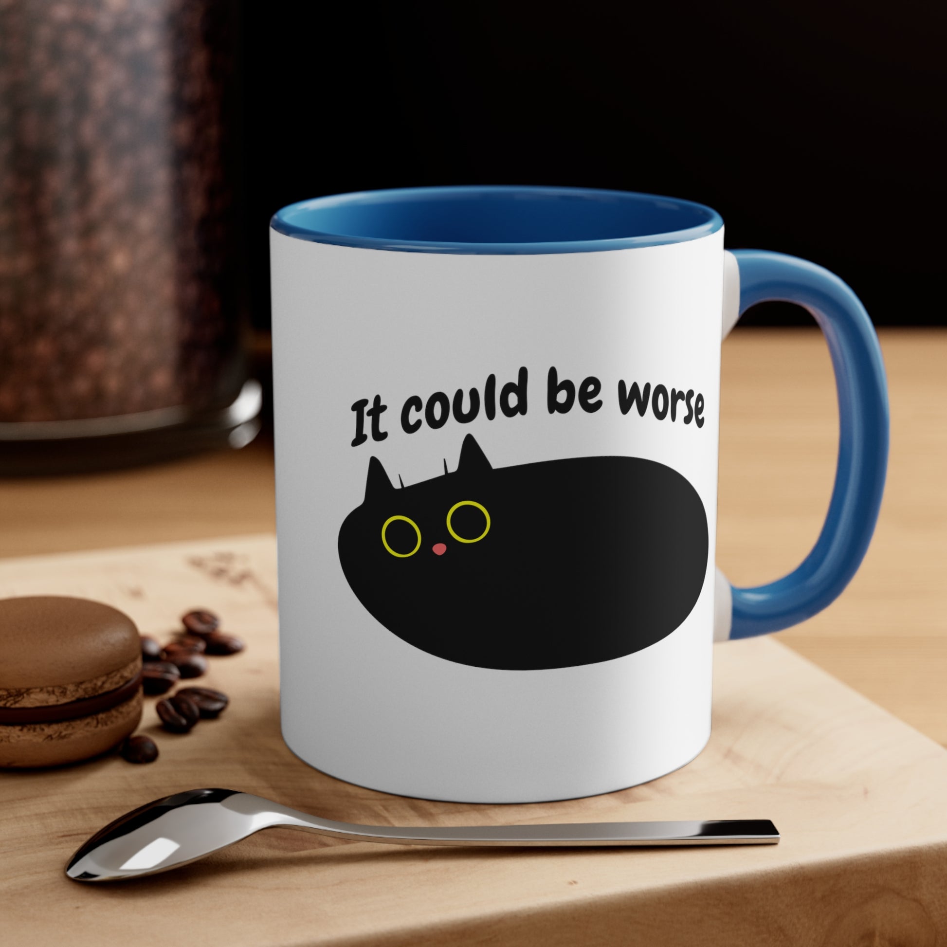 Black cat Accent Coffee Mug, 11oz funny cat quote mug, sarcastic cat cup, optimistic mug, cat lover gift, good vibes cat mug, cat owner gift