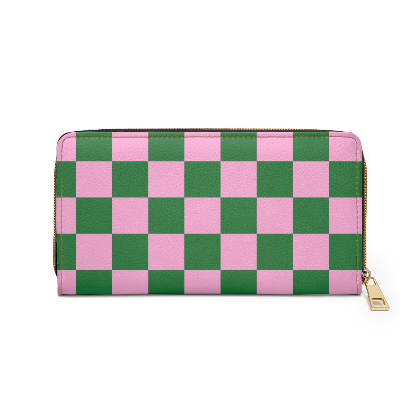 Checkered Funny Cat Zipper Wallet