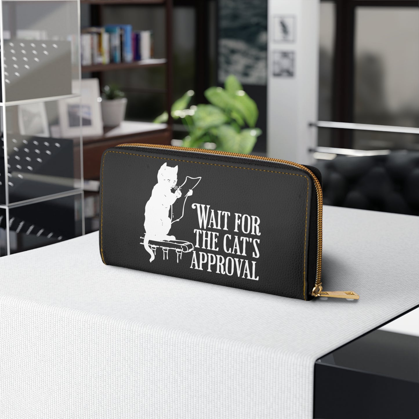 Wait for the cat's approval Zipper Wallet