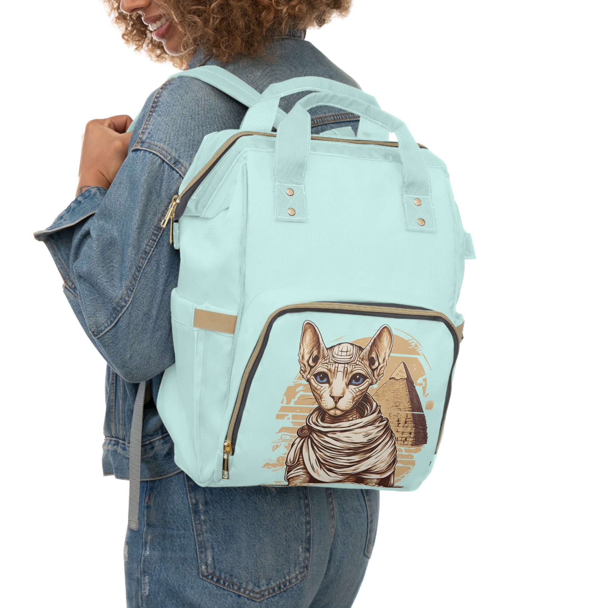 Sphynx Cat Pyramid Large Capacity Backpack, Cat ancient egypt student bag, Sphynx cat egypt aesthetic Backpack, pharaoh cat school backpack