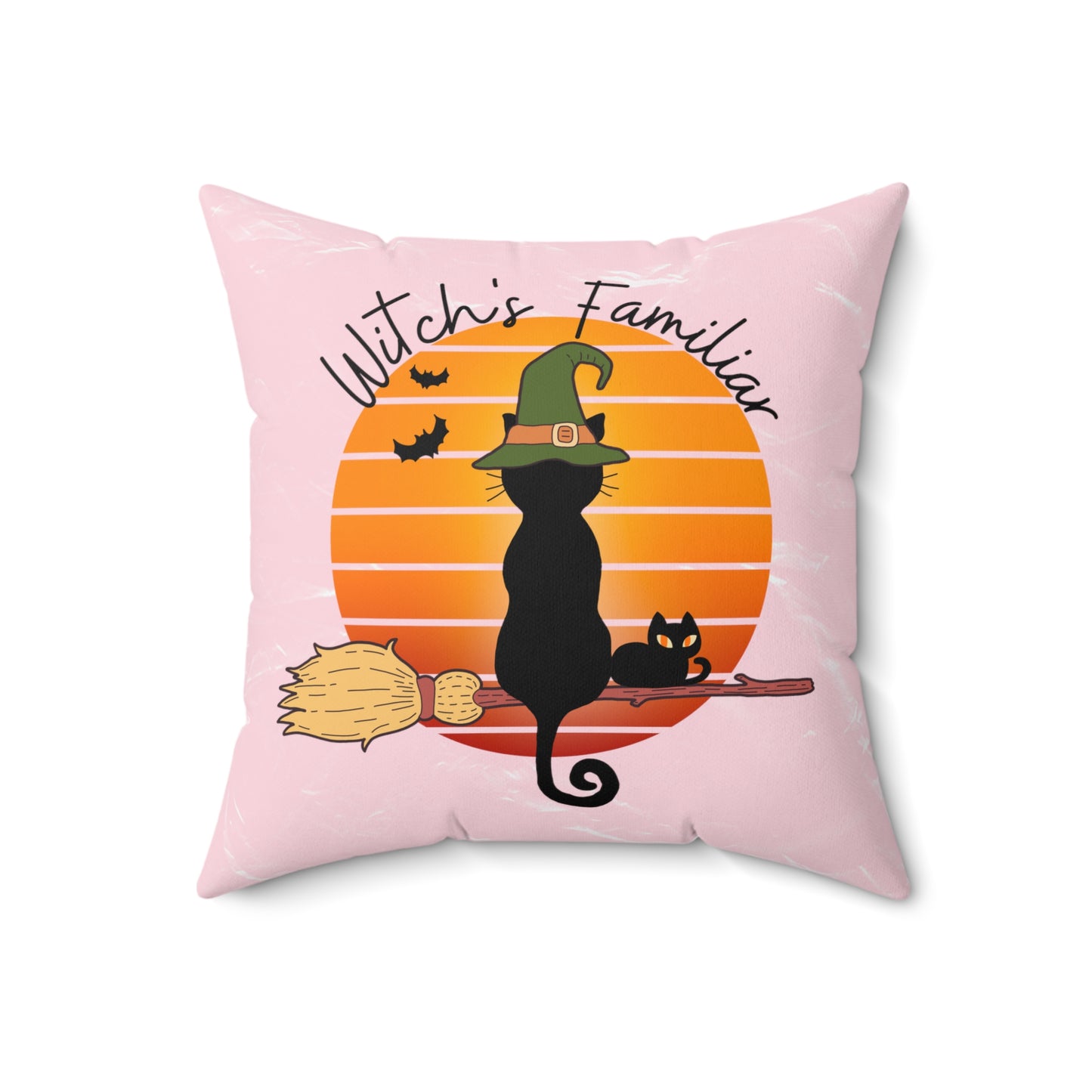 Witchy Cat Vintage Sunset Pillow