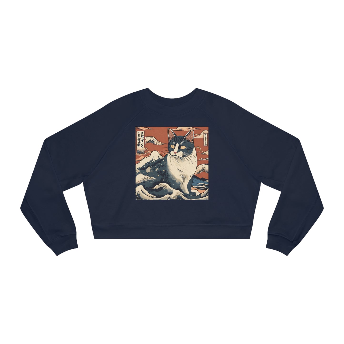 The Great Wave Cat Women's Cropped Fleece Pullover