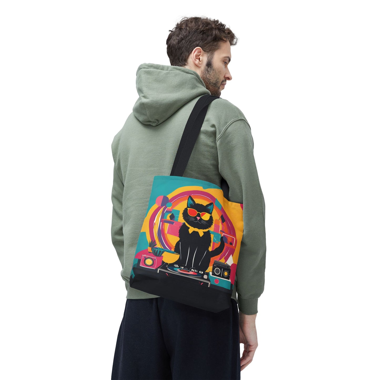 Black Cat DJ Canvas Tote Bag