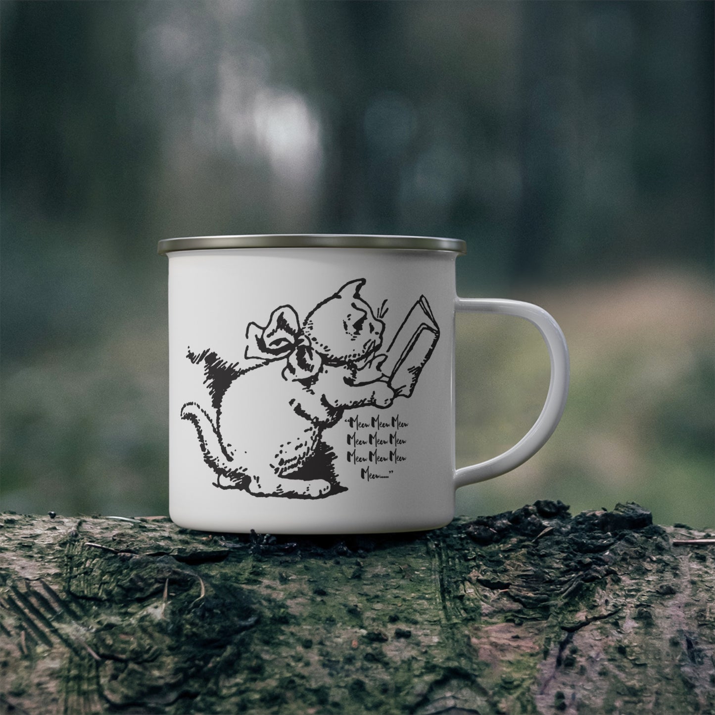 Vintage Cat Enamel Camping Mug