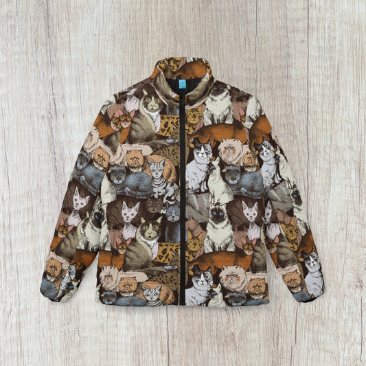 Cats Pattern Puffer Jacket