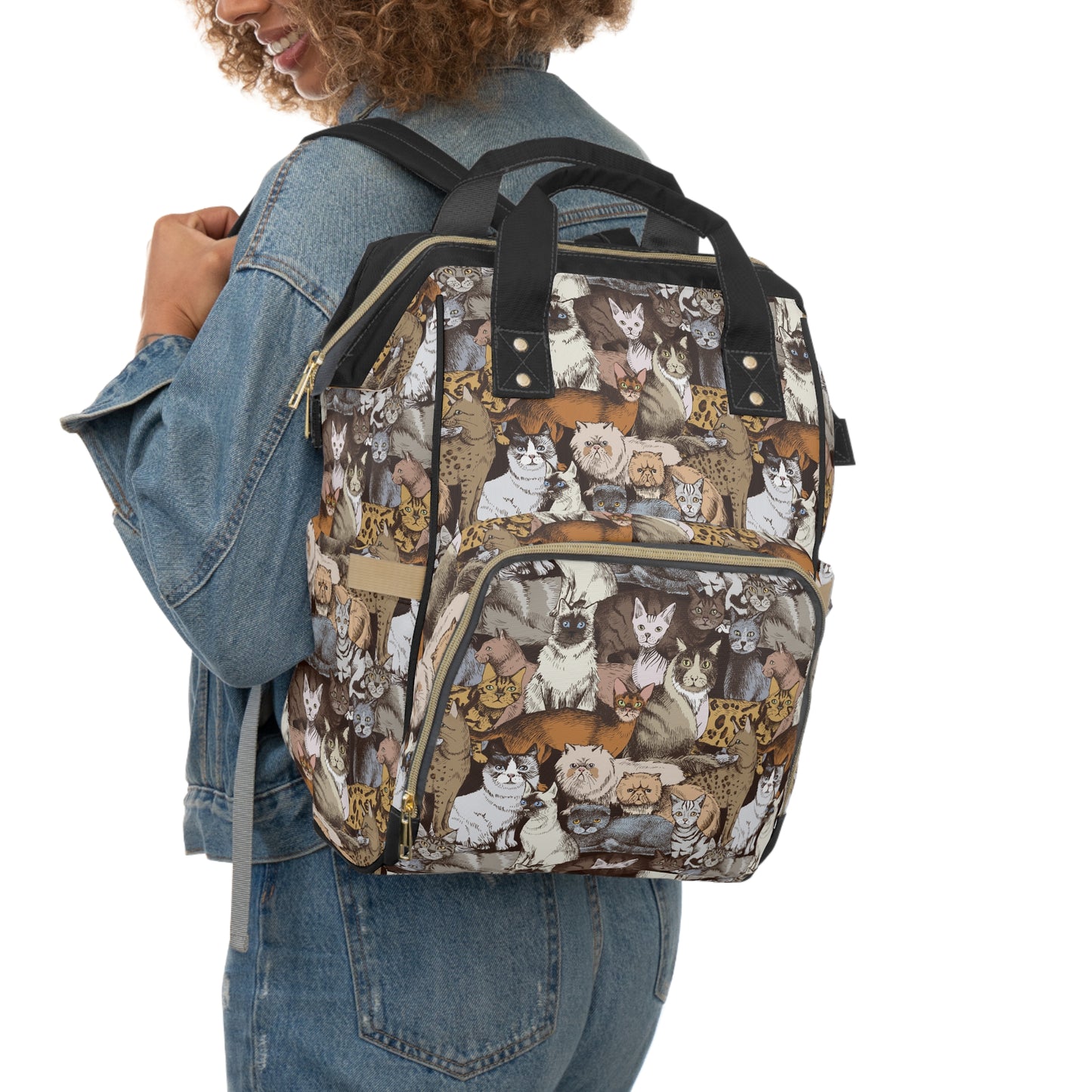 Cats Breed Pattern Large Capacity Backpack