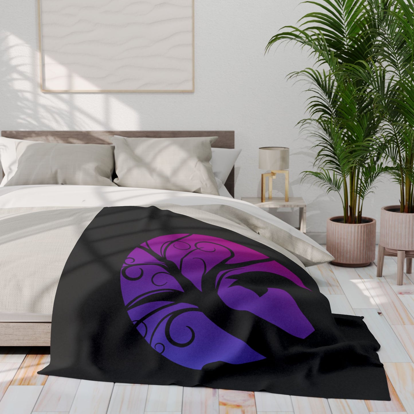 Mystical Black Cat & Moon Arctic Fleece Blanket