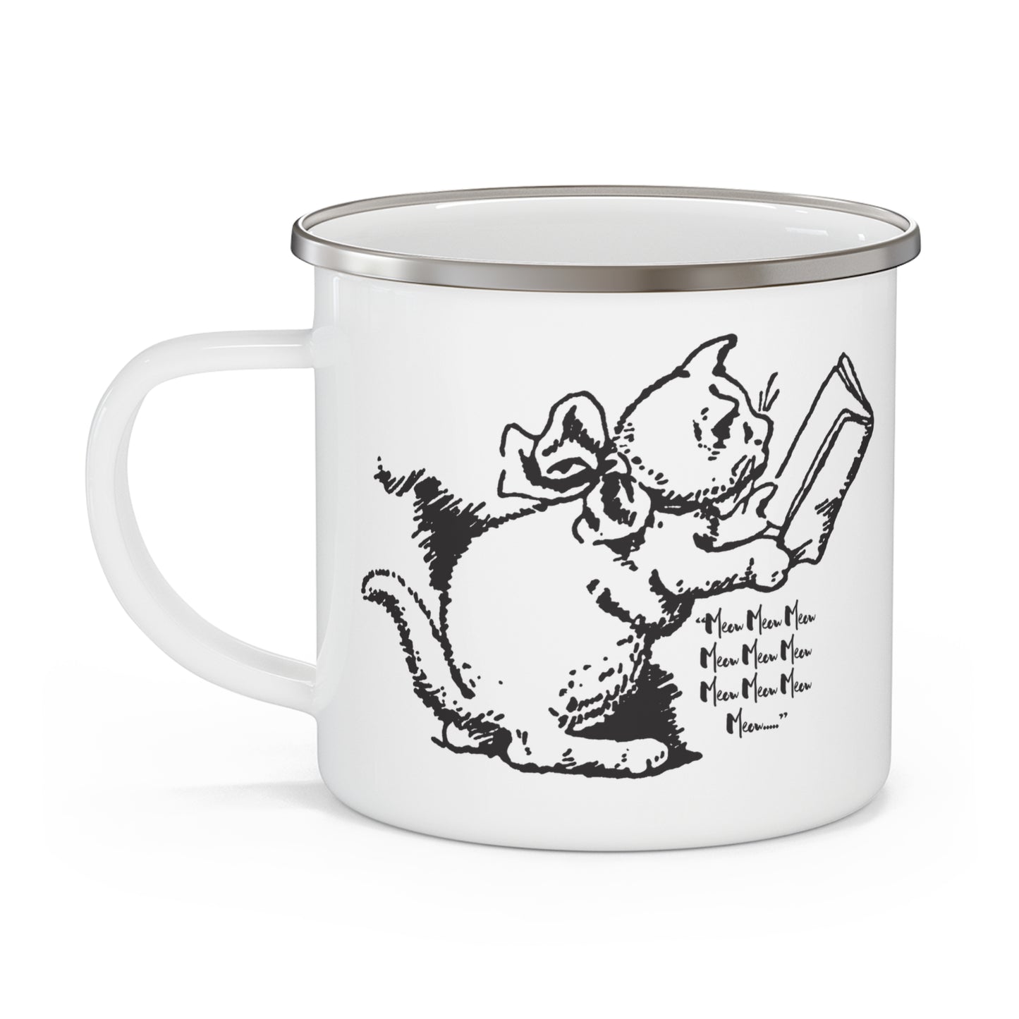 Vintage Cat Enamel Camping Mug