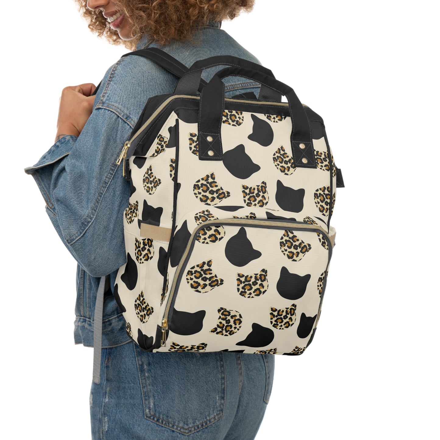 Cat Heads and Leopard Pattern Large Capacity Backpack