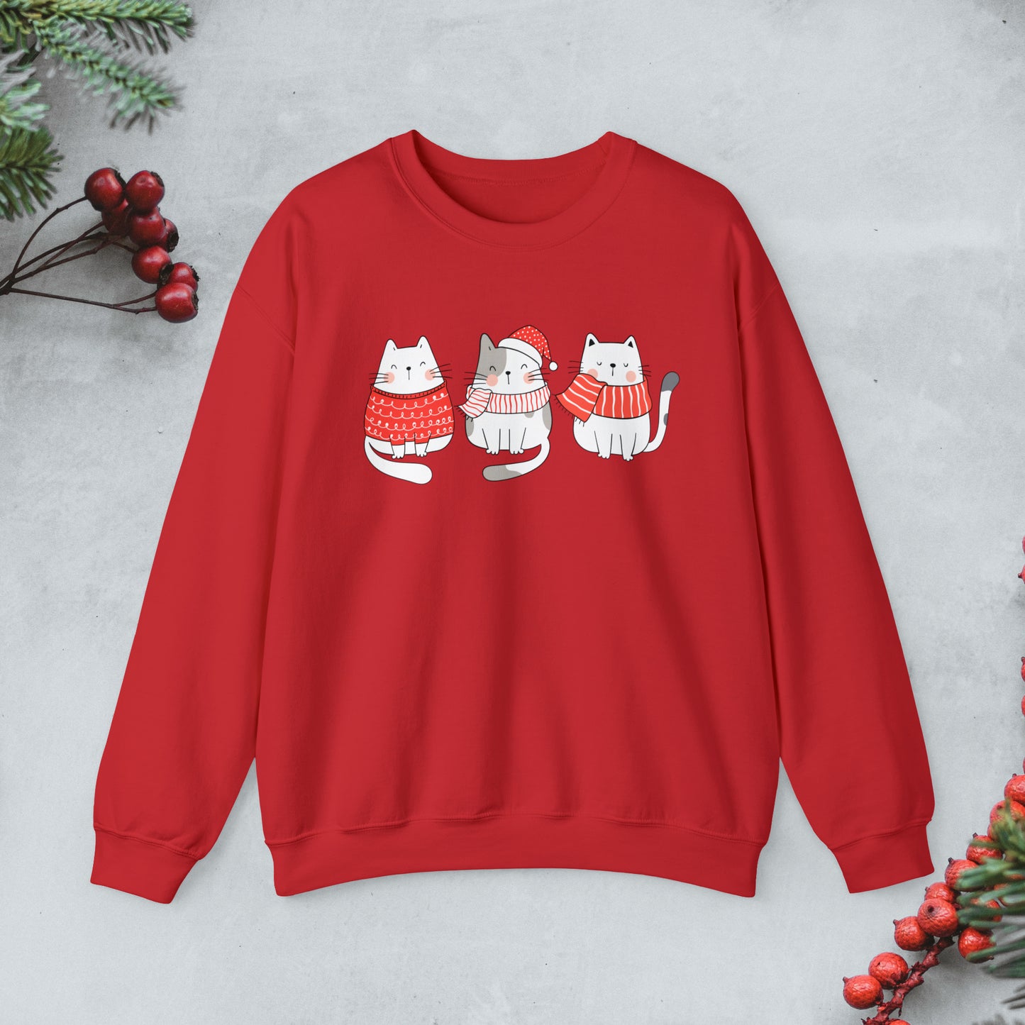 Cute cats Trio Christmas Sweatshirt, Kawaii cats xmas Pullover, Funny cat Merry Christmas crewneck sweater, cat cozy jumper, cat lover gift