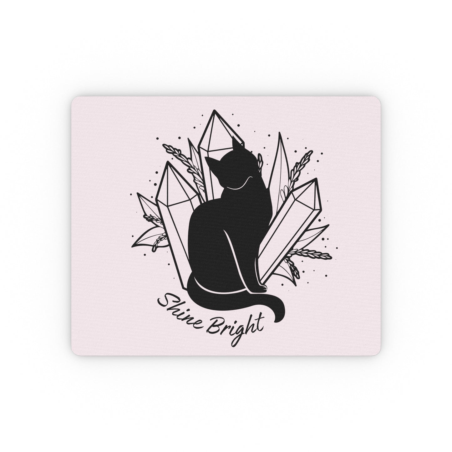 Witchy Crystals and Cat Rectangular Mouse Pad, Magical Black Cat Familiar Mouse pad, Celestial Mystical Mouse pad, Cute Whimsical Mousepad