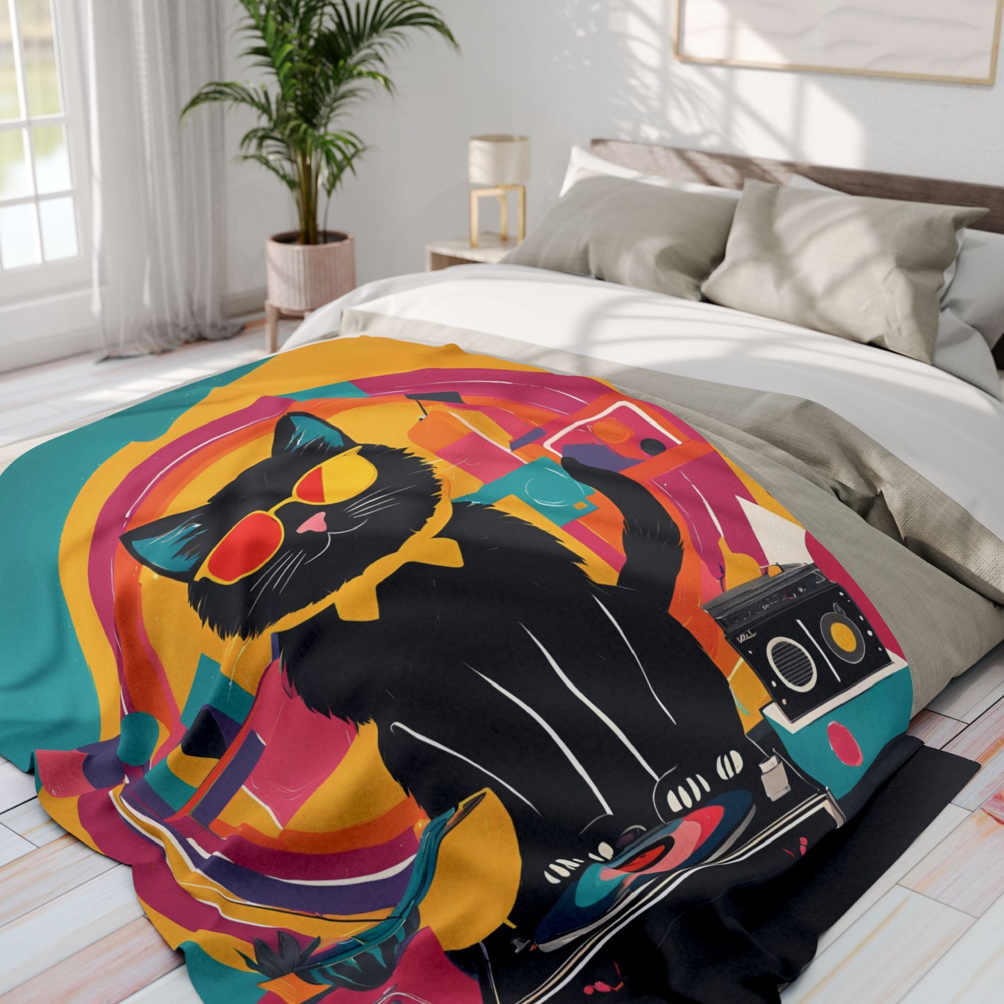 Black Cat DJ Arctic Fleece Blanket