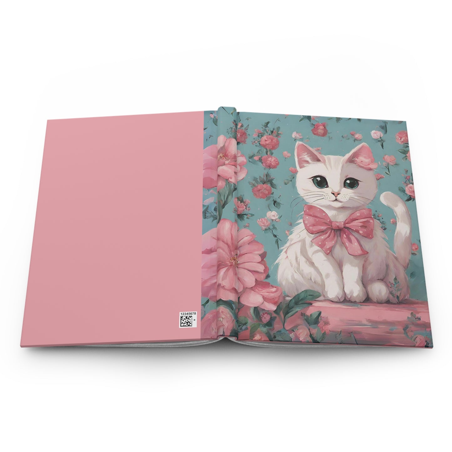 Cute Floral Cat Hardcover Journal Matte
