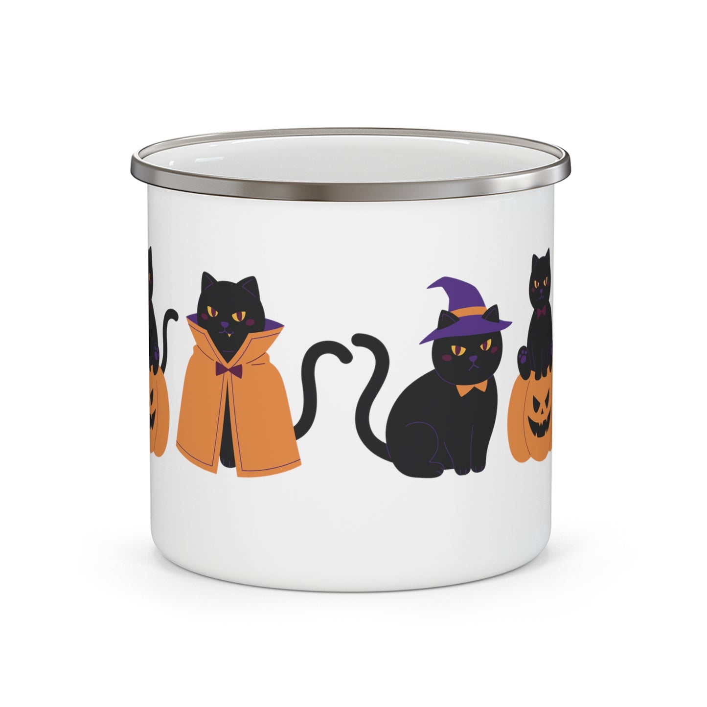 Witchy Black Cats Halloween Enamel Camping Mug