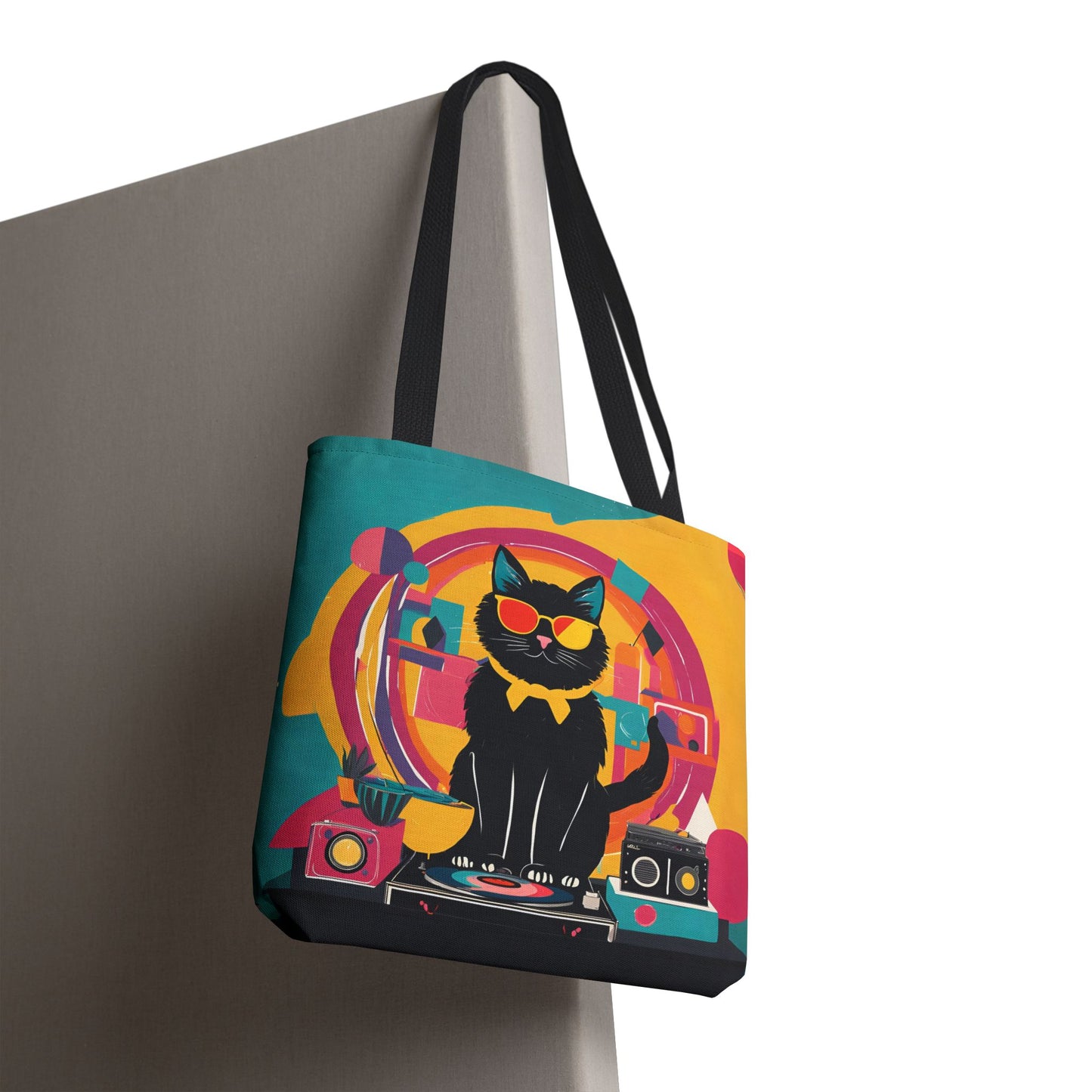 Black Cat DJ Canvas Tote Bag