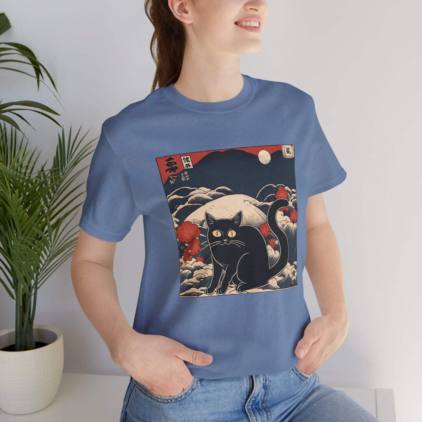 Funny Black Cat Ukiyo-e Style T-shirt