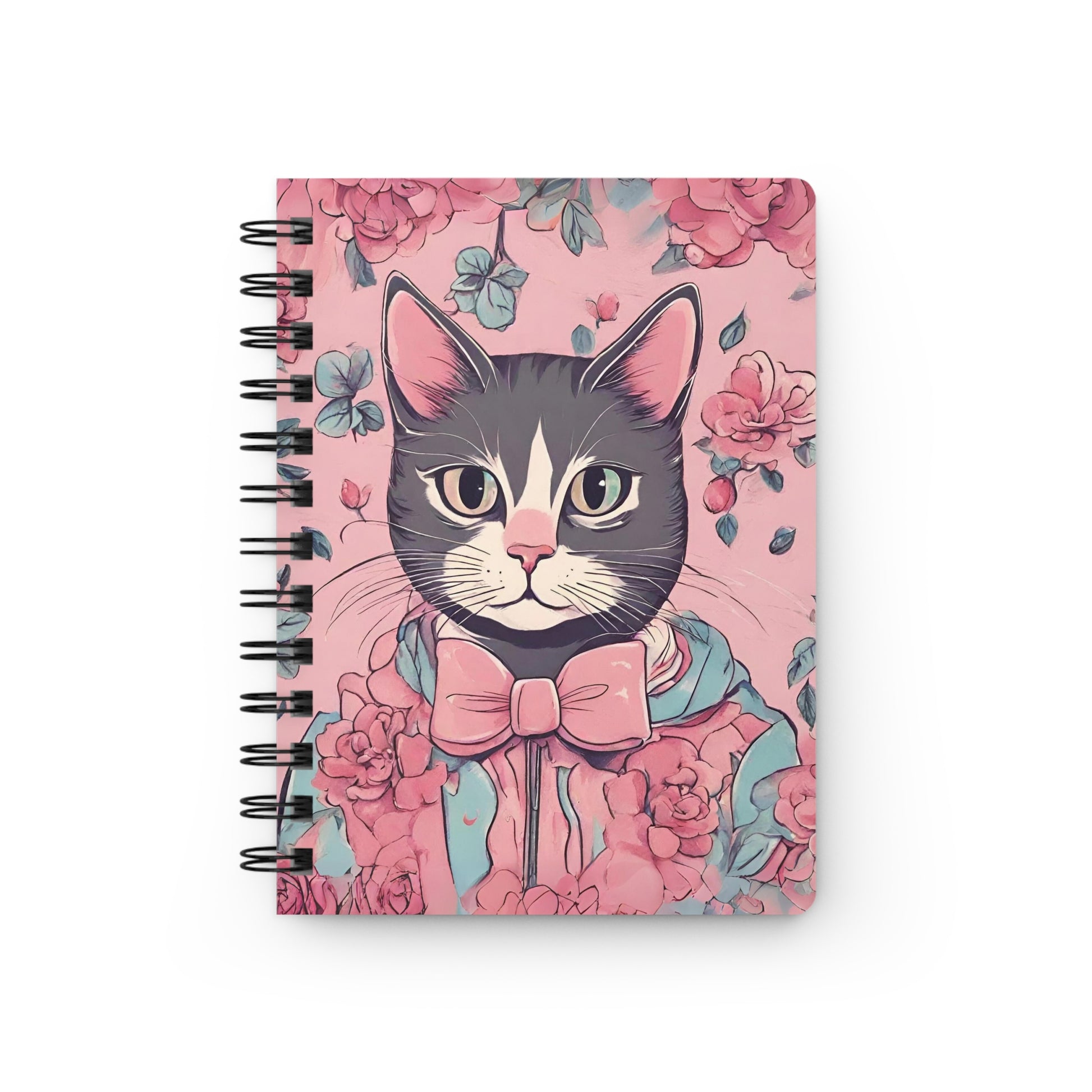 Floral Cat Spiral Journal, Victorian Cat Notebook, Cute vintage cat Journal, cat lover gift, Cottagecore aesthetic journal, Back to school