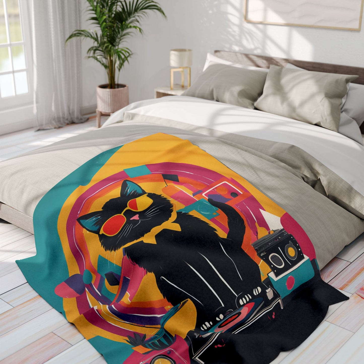 Black Cat DJ Arctic Fleece Blanket