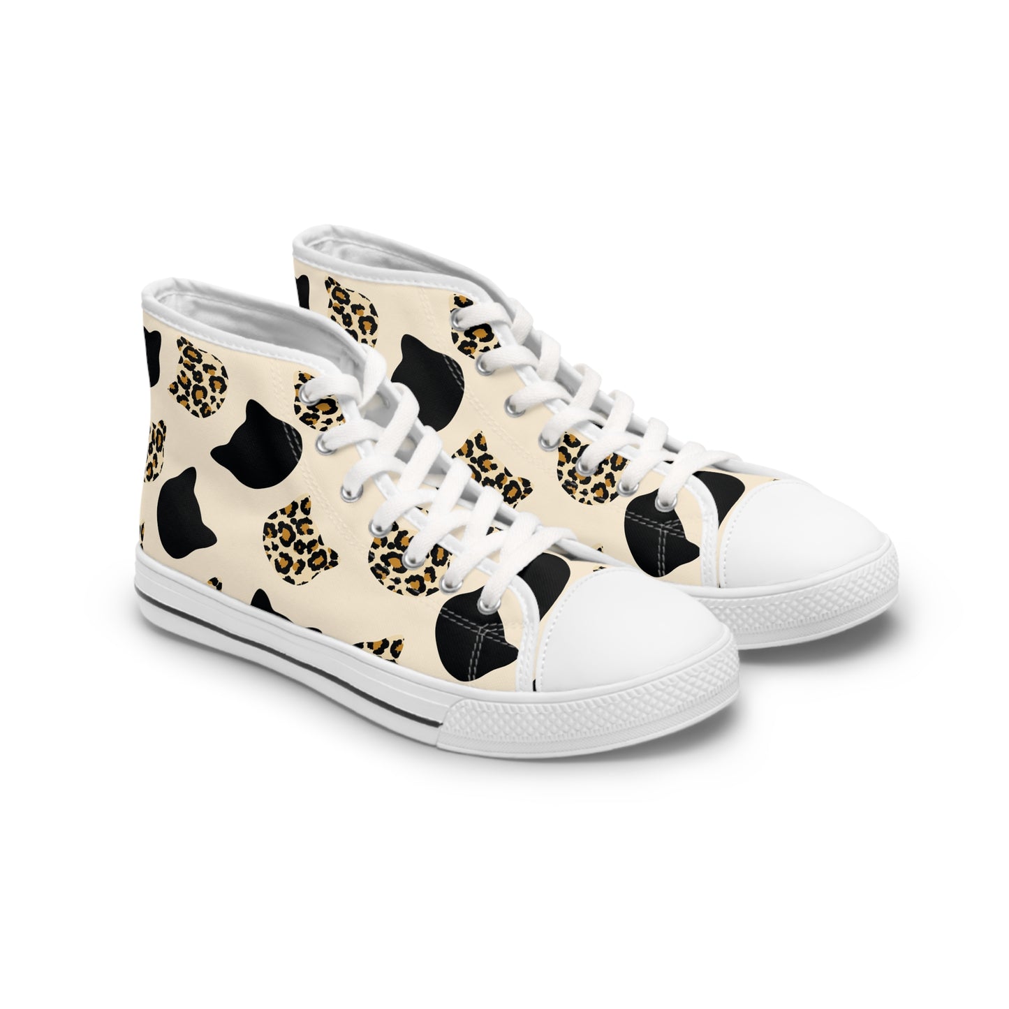 Cat Heads and Leopard Women's High Top Sneakers