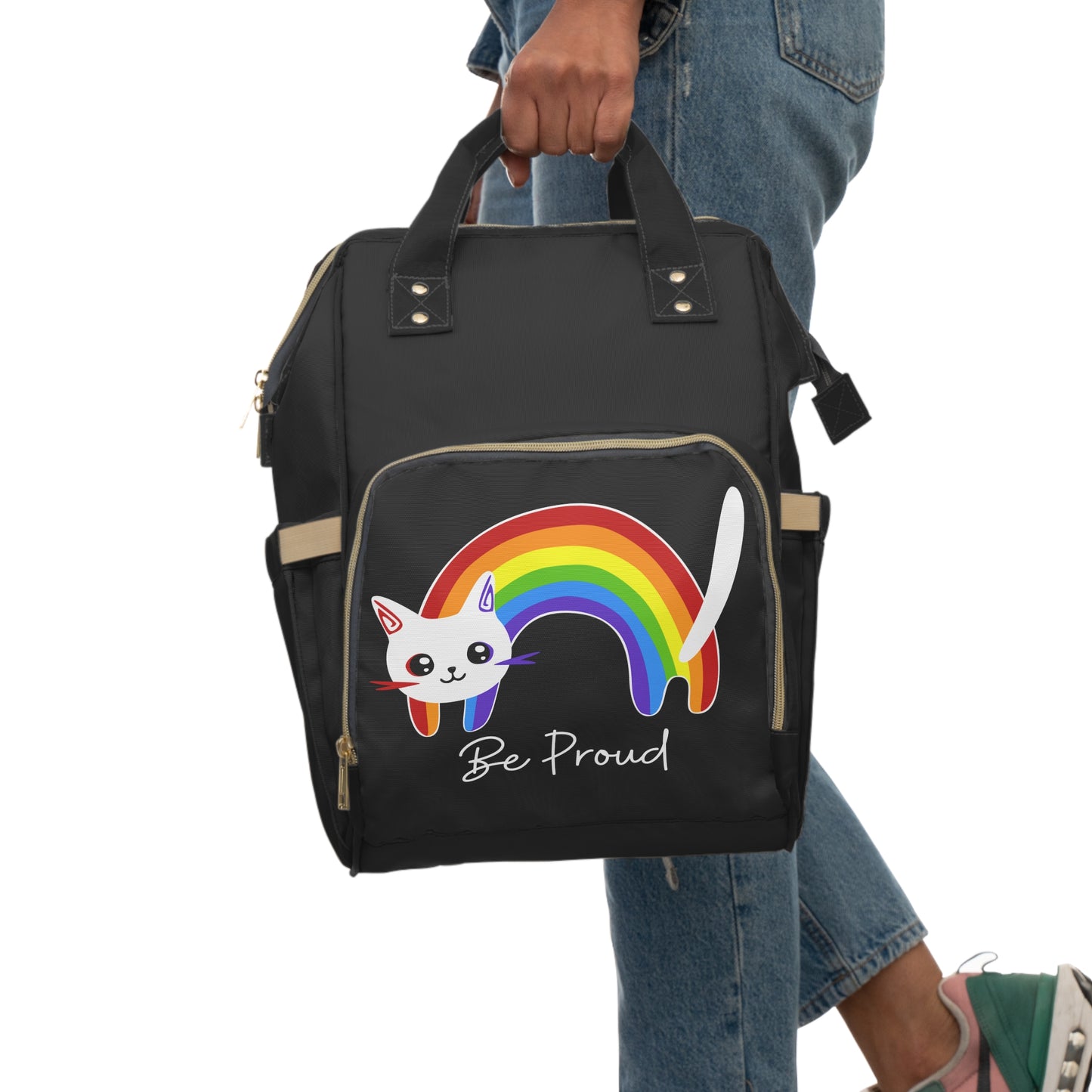 Rainbow Cat LGBT Large Capacity Backpack