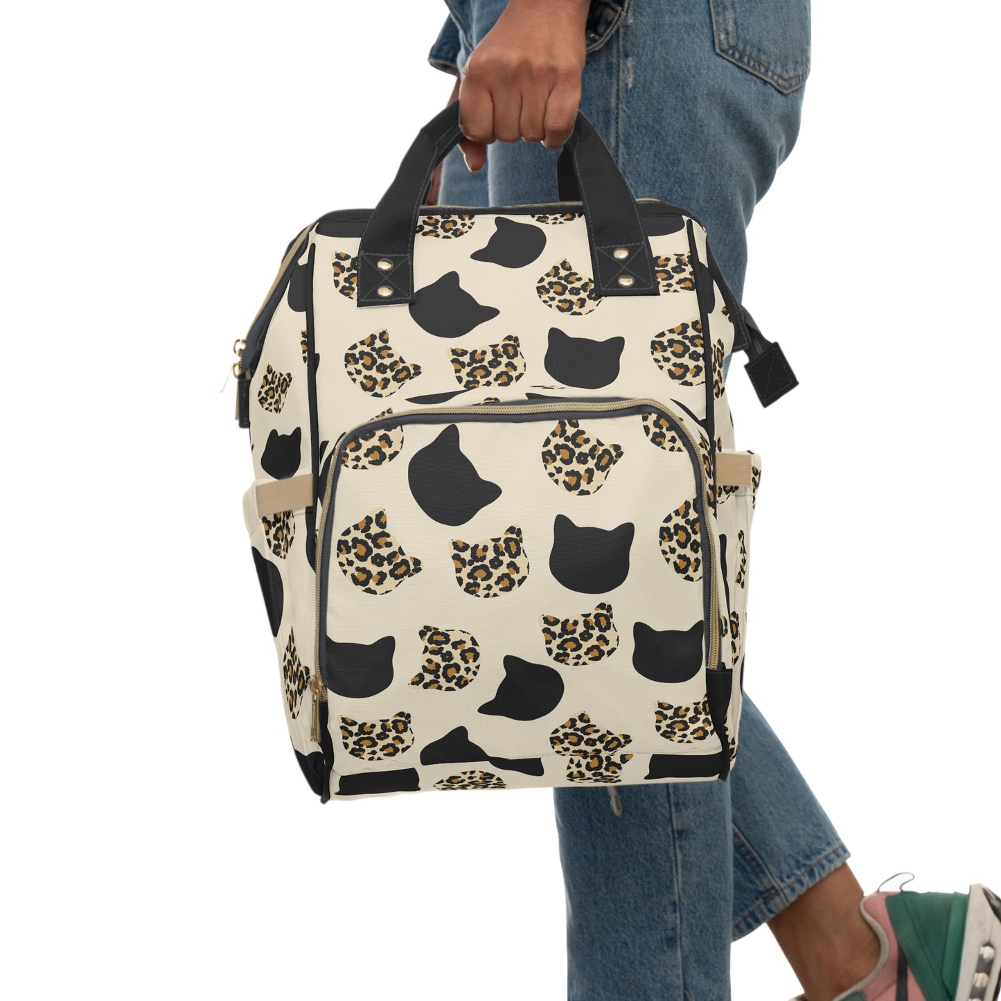 Cat Heads and Leopard Pattern Large Capacity Backpack