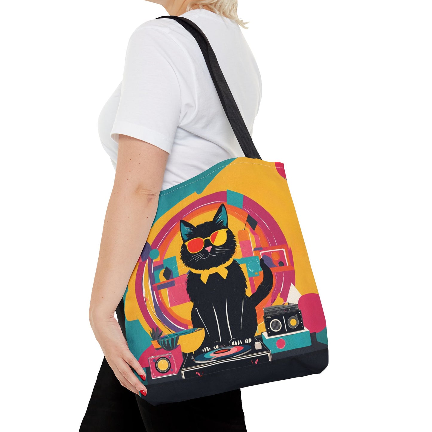 Black Cat DJ Canvas Tote Bag