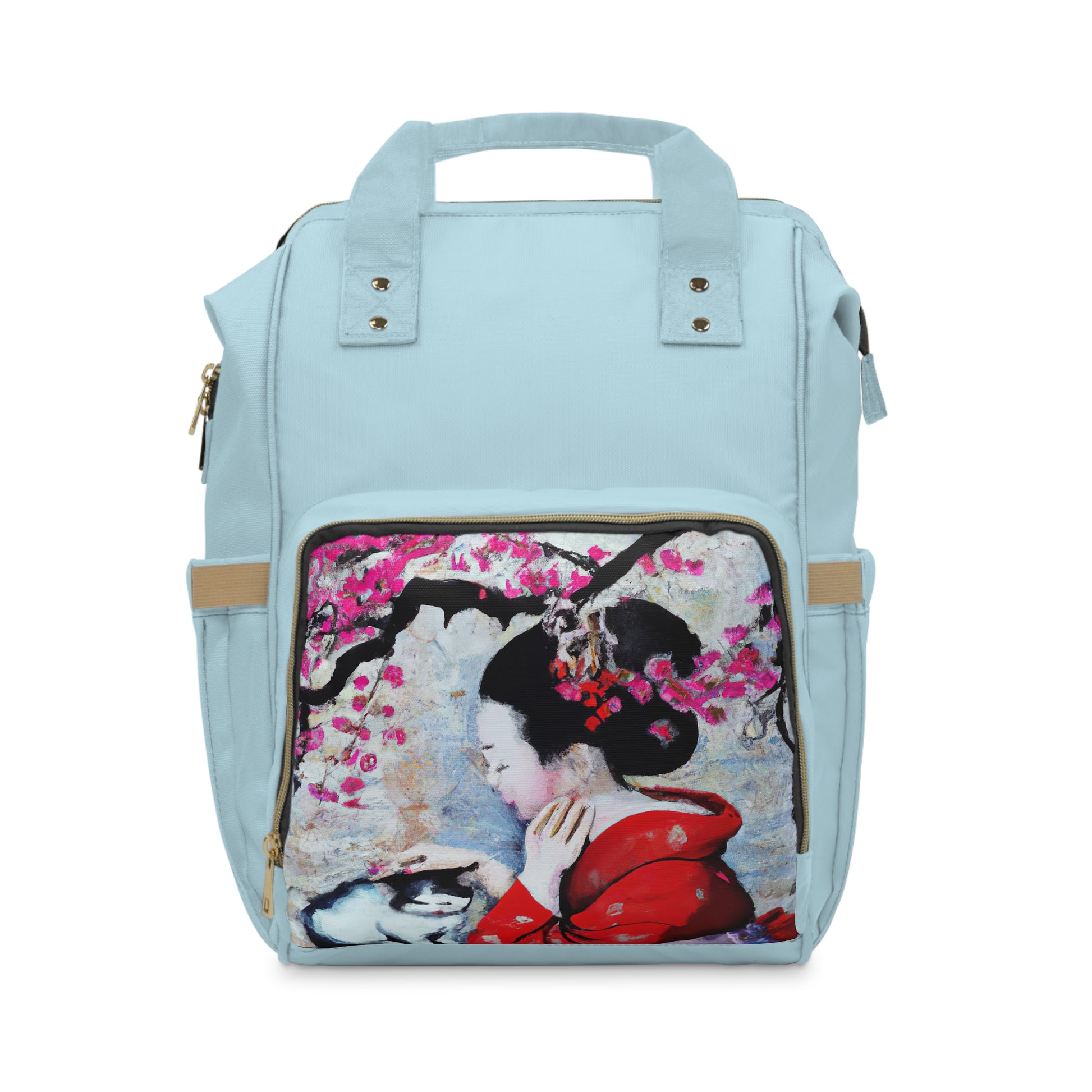 Geisha and a Cat Large Capacity Backpack, japanese aesthetic school bag, maiko and a cat student Backpack, back to school gift for cat lover