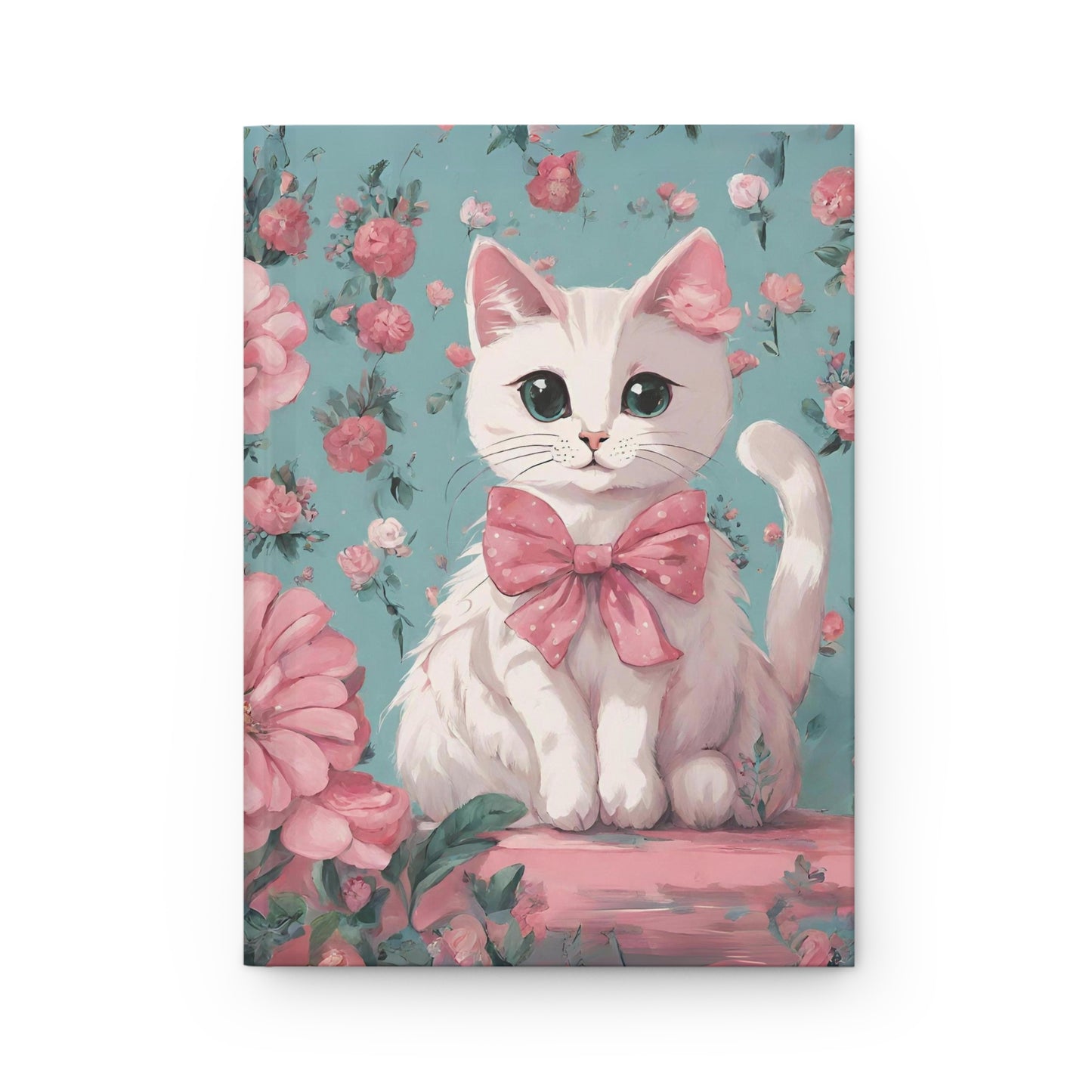 Cute Floral Cat Hardcover Journal Matte